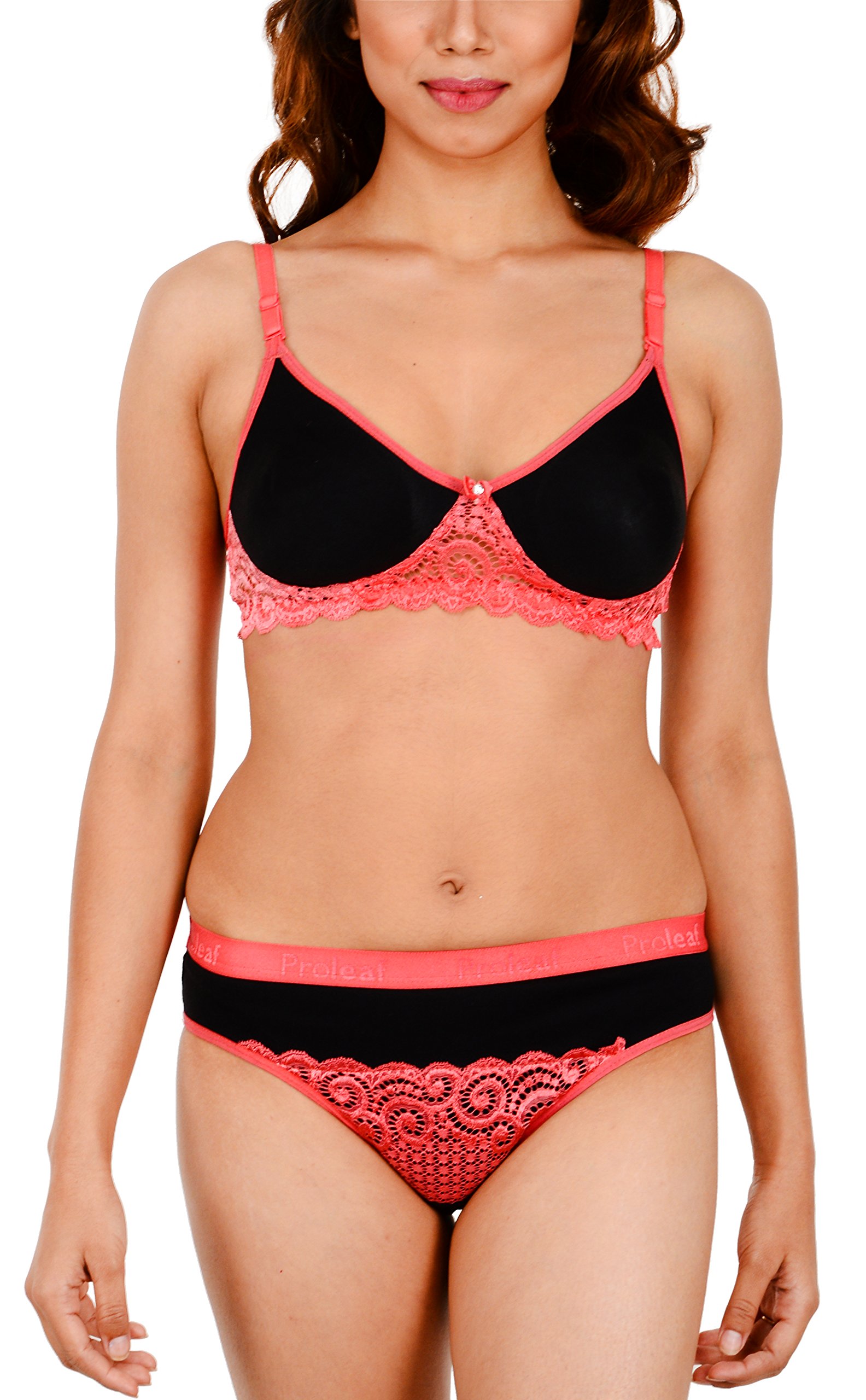 Buy Proleaf Women's Lingerie Set, Set of 2 (19PH-30, Peach, 30) at